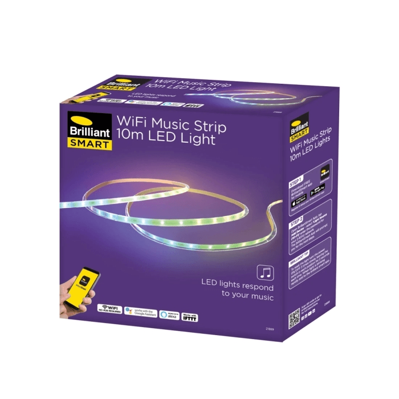 Brilliant Smart Lighting WiFi Music 10m LED Strip Tuneable RGB with IR Remote 21889 - SuperOffice