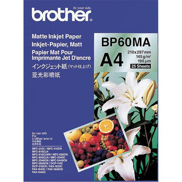 Brother Bp-60Ma Photo Paper 145Gsm A4 Matte White Pack 25 BP-60MA - SuperOffice