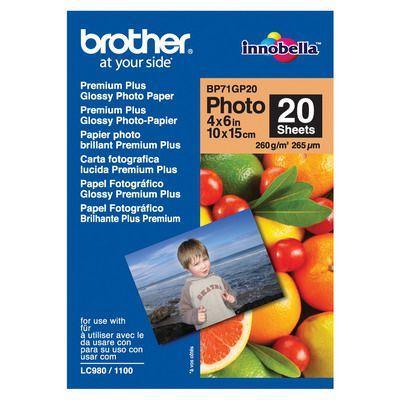 Brother Bp-71Gp20 Premium Plus Glossy Photo Paper 260Gsm 6 X 4 Inch Pack 20 BP-71GP20 - SuperOffice