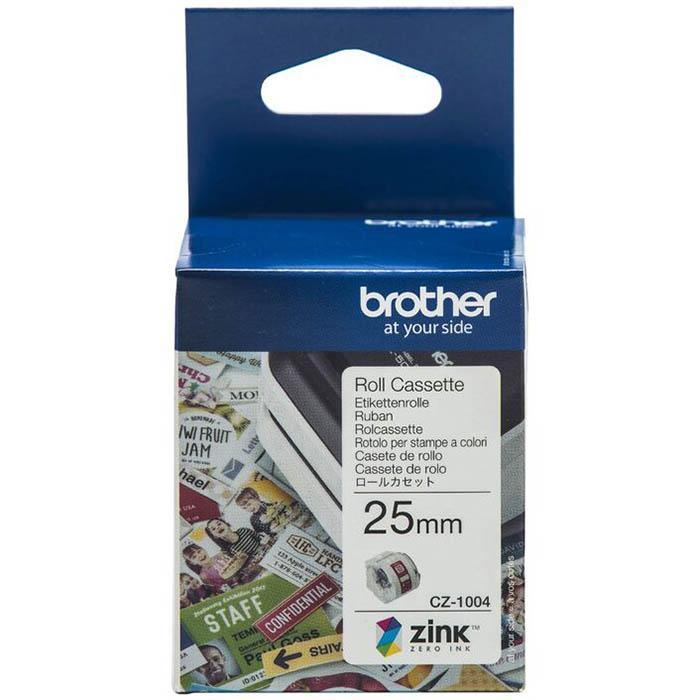 Brother CZ-1004 Label Roll Cassette 25mmx5m White VC-500W Printer CZ-1004 - SuperOffice