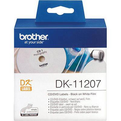 Brother Dk-11207 Cd/Dvd Film Labels 58Mm Diameter White Roll 100 DK11207. - SuperOffice