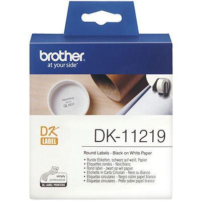 Brother Dk-11219 White Round Dye Cut 12Mm Roll 1200 DK11219 - SuperOffice