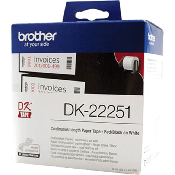 Brother DK-22251 Continuous Paper Roll 62mmx15.24m Red/Black On White DK22251 - SuperOffice