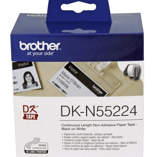 Brother DK-N55224 Continuous Paper Roll 54mm Black On White DK-N55224 - SuperOffice