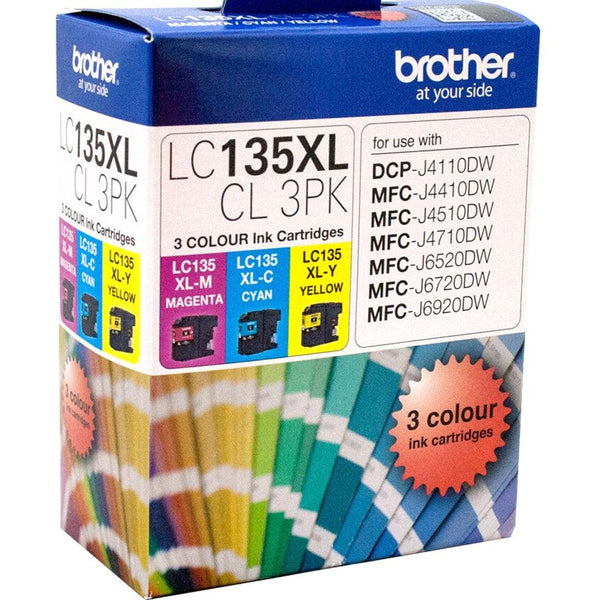 Brother LC-135XLCL3PK Ink Cartridge High Yield Value Pack Cyan/Magenta/Yellow LC-135XLCL3PK - SuperOffice