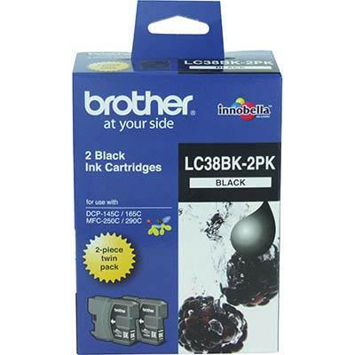 Brother Lc38Bk2Pk Ink Cartridge Black Pack 2 LC-38BK2PK - SuperOffice