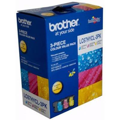 Brother Lc67Hycl3Pk Ink Cartridge High Yield Value Pack Cyan/Magenta/Yellow LC-67HYCL3PK - SuperOffice