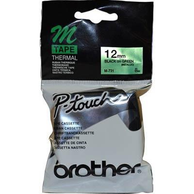 Brother M-731 Non Laminated Labelling Tape 12Mm Black On Green BRM-731 - SuperOffice