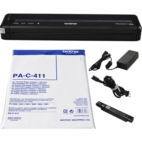 Brother PJ-763 Mobile Portable Printer Bundle Starter Pack Set Battery Adaptor Paper N8AJ00042 - PJ-763 - SuperOffice