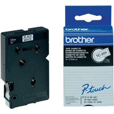 Brother Tc-201 Labelling Tape 12Mm Black On White TC201 - SuperOffice