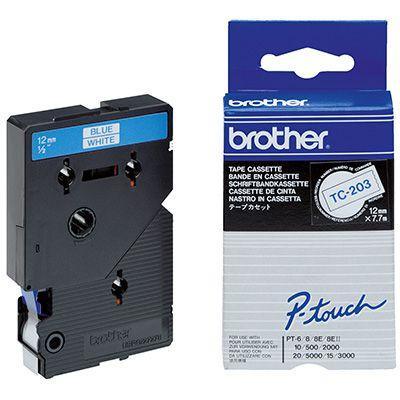 Brother Tc-203 Labelling Tape 12Mm Blue On White BRTC-203 - SuperOffice