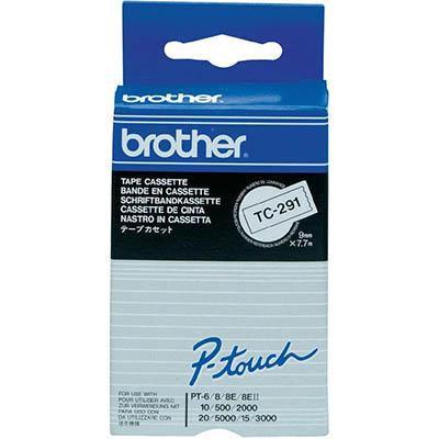 Brother Tc-291 Labelling Tape 9Mm Black On White TC-291 - SuperOffice