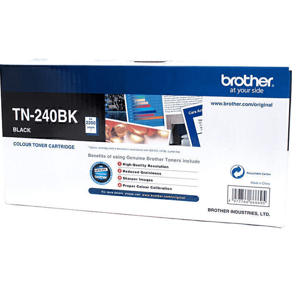 Brother TN-240BK Toner Ink Cartridge Black TN240 Genuine Original TN-240BK - SuperOffice