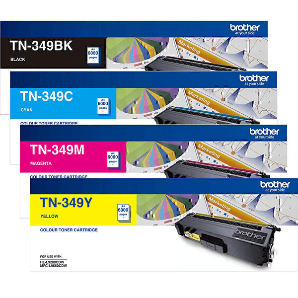 Brother TN-349 Toner Ink Cartridge Set Black/Cyan/Yellow/Magenta TN349 Genuine Original TN-349 Set - SuperOffice