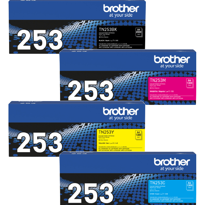 Brother TN253 Ink Toner Cartridge Black/Cyan/Magenta/Yellow Set TN-253 TN-253BK + TN-253C + TN-253M + TN-253Y - SuperOffice