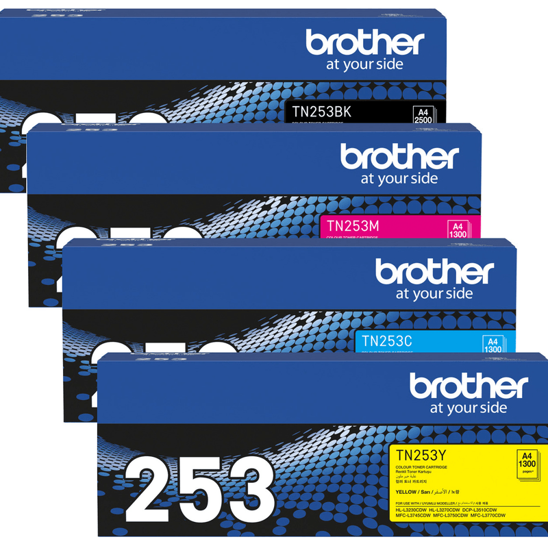 Brother TN253 Ink Toner Cartridge Black/Cyan/Magenta/Yellow Set TN-253 TN-253BK + TN-253C + TN-253M + TN-253Y - SuperOffice