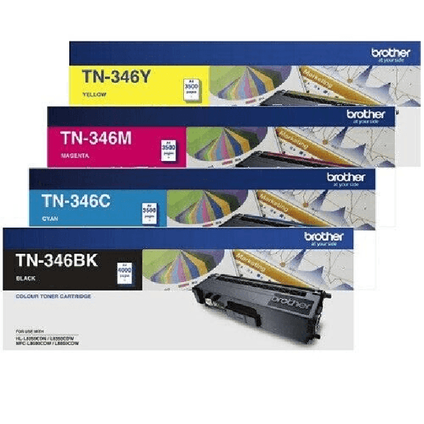 Brother TN346 Toner Ink Cartridge Black/Cyan/Magenta/Yellow Set Genuine TN-346 TN346 Set - SuperOffice