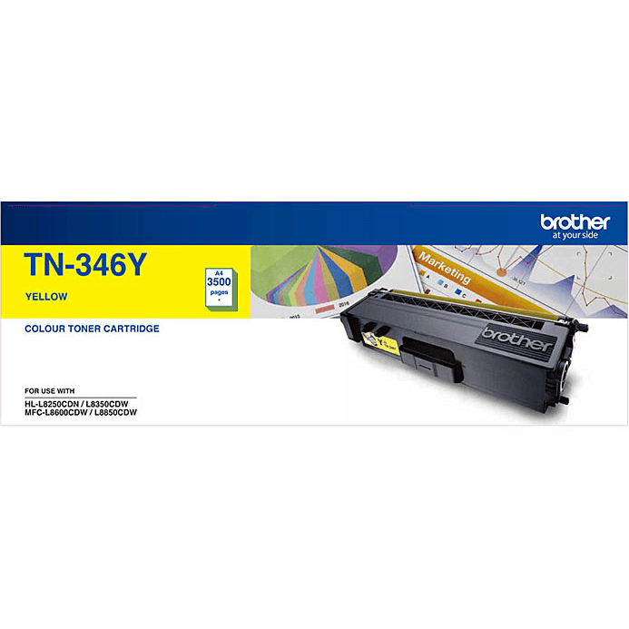 Brother TN346 Toner Ink Cartridge Yellow Genuine TN-346Y TN-346Y - SuperOffice