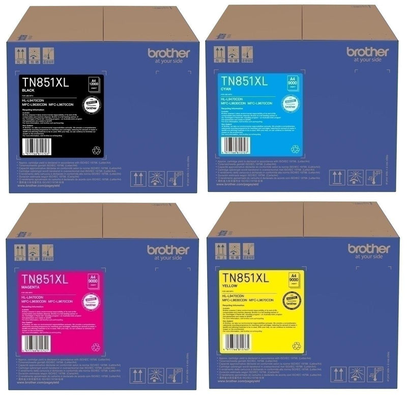 Brother TN851XL Toner Ink Cartridge Set Black/Cyan/Yellow/Magenta TN-851XL Genuine Original TN-851XL Set - SuperOffice