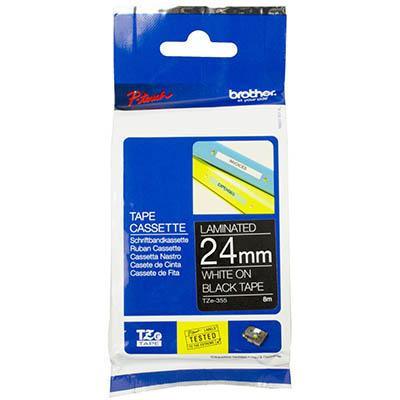 Brother Tze-355 Laminated Labelling Tape 24Mm White On Black TZe355 - SuperOffice