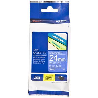 Brother Tze-555 Laminated Labelling Tape 24Mm White On Blue TZe555 - SuperOffice