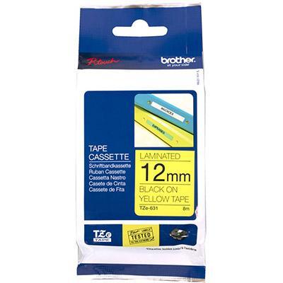 Brother Tze-631 Laminated Labelling Tape 12Mm Black On Yellow TZE631 - SuperOffice