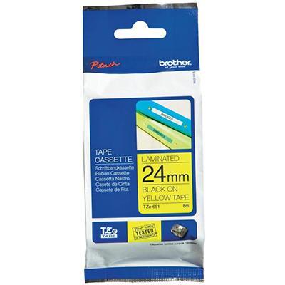 Brother Tze-651 Laminated Labelling Tape 24Mm Black On Yellow TZe651 - SuperOffice