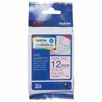 Brother Tze-Fae3 Fabric Tape 12Mm X 3M Blue On Pink Tze-FAE3 - SuperOffice