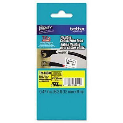 Brother Tze-Fx631 Flexible Labelling Tape 12Mm Black On Yellow TZeFX631 - SuperOffice
