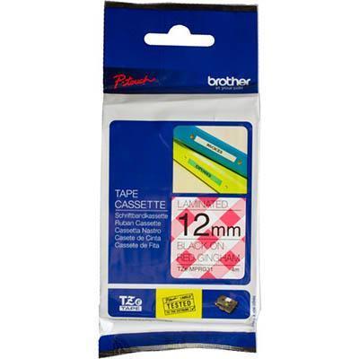 Brother Tze-Mprg31 Labelling Tape 12Mm Black On Red Gingham TZE-MPRG31 - SuperOffice