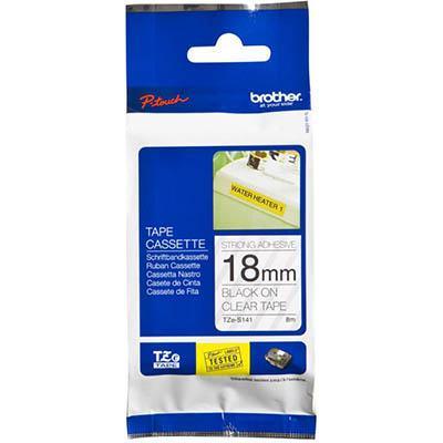 Brother Tze-S141 Strong Labelling Tape 18Mm Black On Clear TZE-S141 - SuperOffice