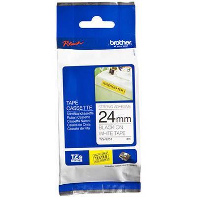 Brother Tze-S251 Strong Adhesive Tape 24Mm Black On White TZeS251 - SuperOffice