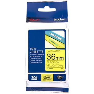 Brother Tze-S661 Strong Labelling Tape 36Mm Black On Yellow TZE-S661 - SuperOffice
