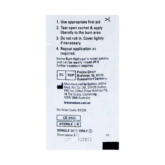 Burnex Burn Gel Sachets 3.5G Box 10 Hydrogel First Aid 880783 (Box 10) - SuperOffice