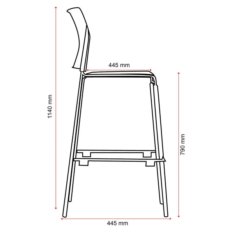 Buro Maxim 4 Leg Barstool Black Powdercoat Frame Stool 562-3-3 - SuperOffice