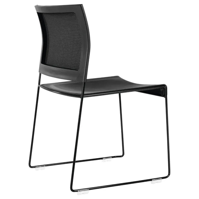 Buro Maxim Sled Base Cafe Chair Mesh Back Powdercoat Frame Black 545-3-3 - SuperOffice