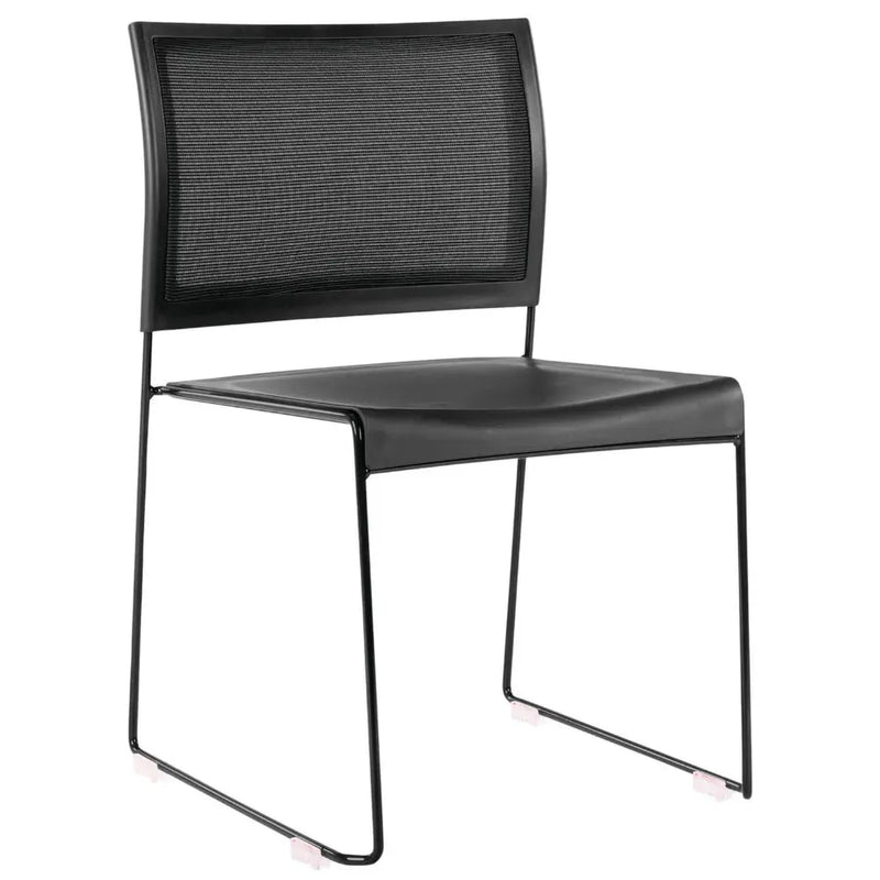 Buro Maxim Sled Base Cafe Chair Mesh Back Powdercoat Frame Black 545-3-3 - SuperOffice