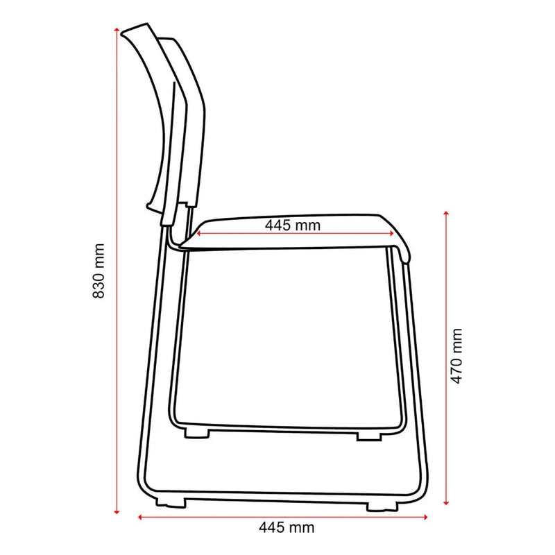 Buro Maxim Sled Base Cafe Chair Mesh Back Powdercoat Frame Black 545-3-3 - SuperOffice