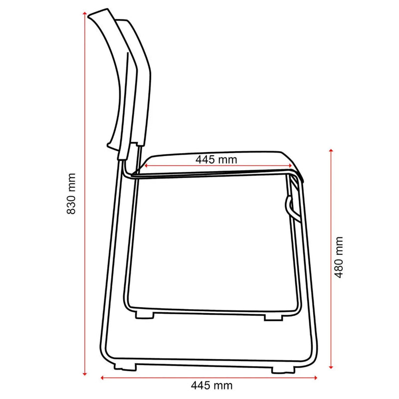 Buro Maxim Sled Base Cafe Chair Powdercoat Frame Black 520-3-3 - SuperOffice