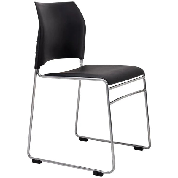 Buro Maxim Sled Base Cafe Chair Silver Powdercoat Frame Black 520-RS-3 - SuperOffice