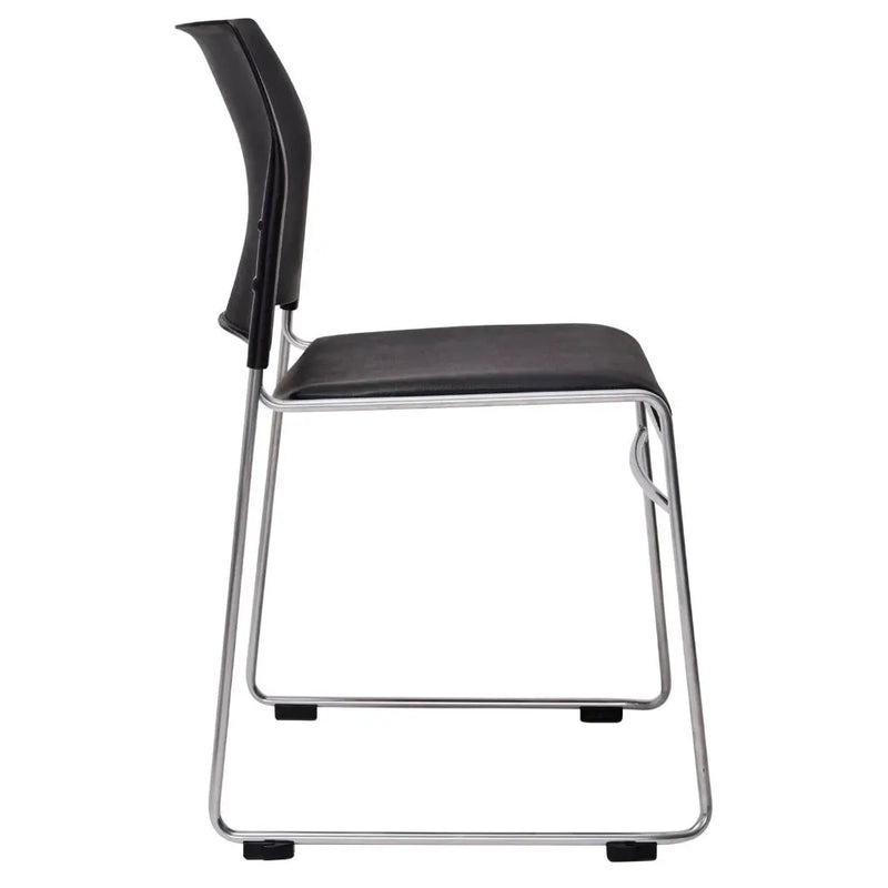 Buro Maxim Sled Base Cafe Chair Silver Powdercoat Frame Black 520-RS-3 - SuperOffice
