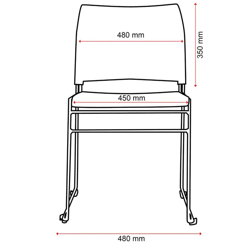Buro Maxim Sled Base Cafe Chair Silver Powdercoat Frame Black 520-RS-3 - SuperOffice