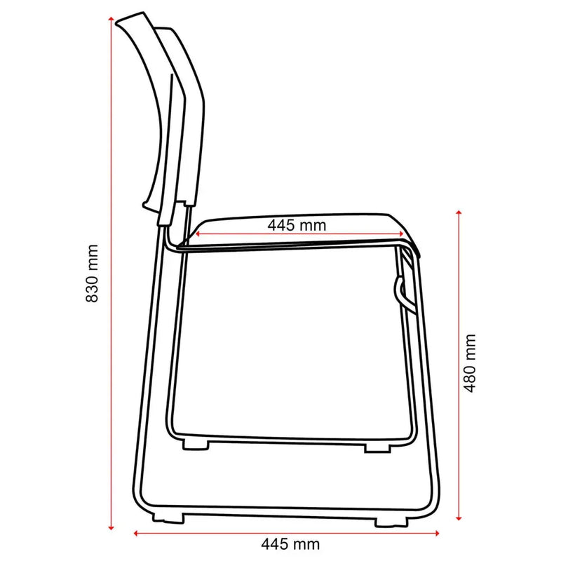 Buro Maxim Sled Base Cafe Chair Silver Powdercoat Frame Black 520-RS-3 - SuperOffice