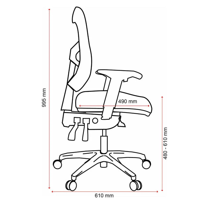 Buro Metro Ergonomic Office Chair Seat Slide Nylon Base with Arms Black 202A-N-M3-SS - SuperOffice
