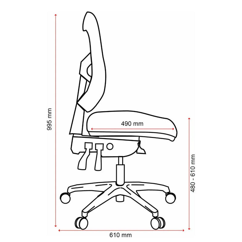 Buro Metro Ergonomic Office Chair Seat Slide Polished Aluminium Base Black 202-M3-SS - SuperOffice