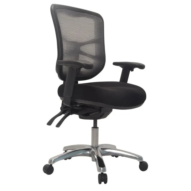 Buro Metro Ergonomic Office Chair Seat Slide Polished Aluminium Base with Arms Black 202A-M3-SS - SuperOffice