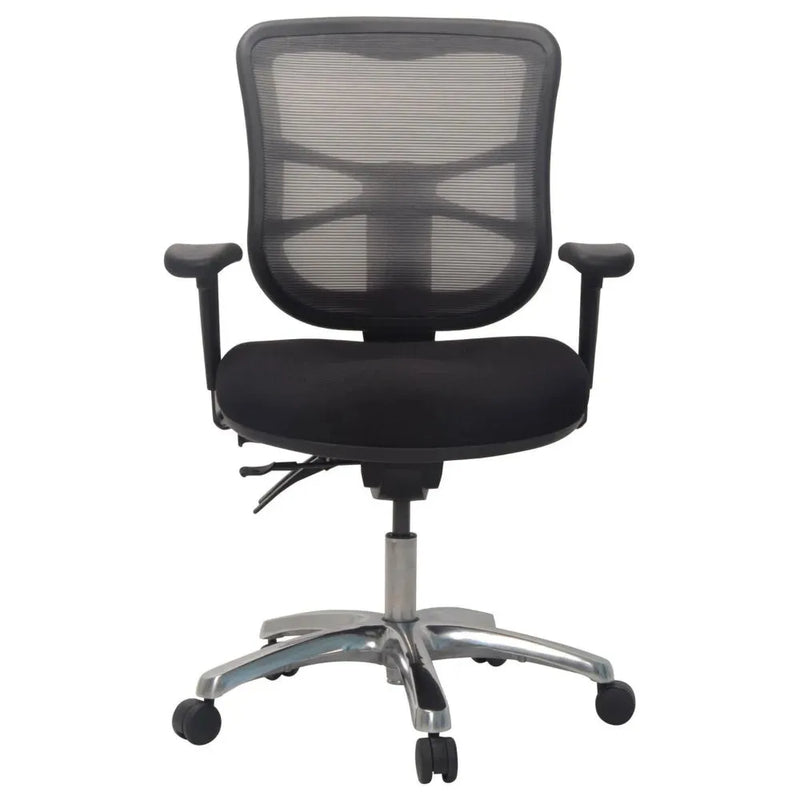 Buro Metro Ergonomic Office Chair Seat Slide Polished Aluminium Base with Arms Black 202A-M3-SS - SuperOffice