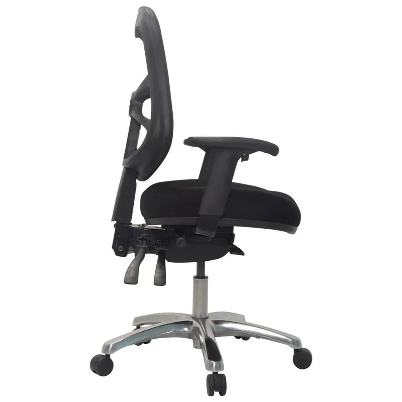 Buro Metro Ergonomic Office Chair Seat Slide Polished Aluminium Base with Arms Black 202A-M3-SS - SuperOffice