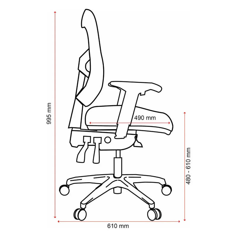 Buro Metro Ergonomic Office Chair Seat Slide Polished Aluminium Base with Arms Black 202A-M3-SS - SuperOffice