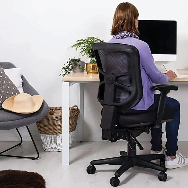 Buro Metro Ergonomic Office Chair Seat Slide Polished Aluminium Base with Arms Black 202A-M3-SS - SuperOffice